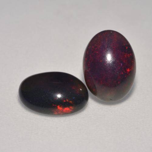 Многоцветный Черный Опал Камень - 0.8ct Овал Кабошон (ID: 537909)