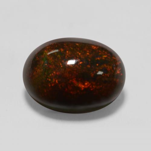Mehrfarbig Schwarzer Opal Edelstein - 1.3ct Oval Cabochon (ID: 538058)