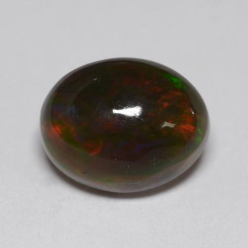 Mehrfarbig Schwarzer Opal Edelstein - 1.5ct Oval Cabochon (ID: 538079)