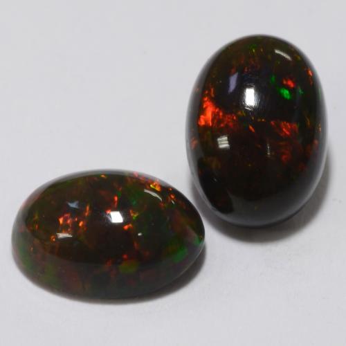 Многоцветный Черный Опал Камень - 0.9ct Овал Кабошон (ID: 538338)
