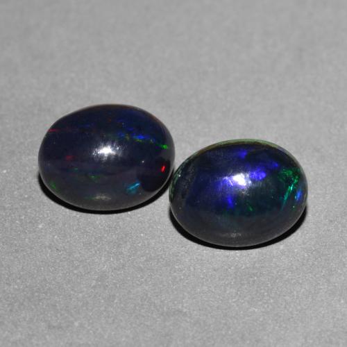 Multicolor Black Opal Gem - 1.1ct Oval Cabochon (ID: 562791)