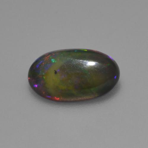 Multicolore Opale nera Gem - 1.1ct Ovale cabochon (ID: 612231)