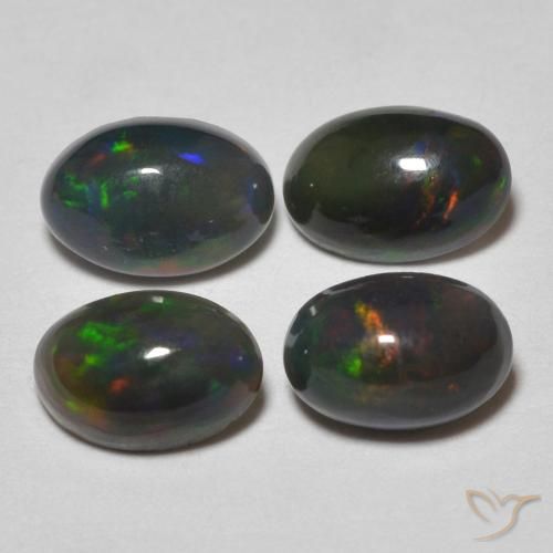 1.10ctw Natural Multicolor Black Opal, Oval, Translucent