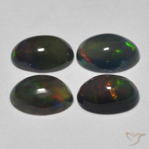 Black Opal Gemstones in 6 x 4 mm (calibrated) Size for Sale, Black Opal Stones in Multicolor Color
