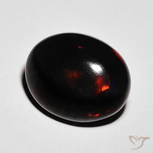 6.46 ct Multicolor Black Opal Stone, Natural Black Opal in Oval Cabochon Shape for Sale