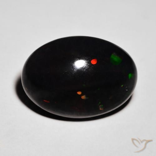 6.06 ct Multicolor Black Opal Gemstone, Black Opal Gem in Oval Cabochon Shape for Sale.