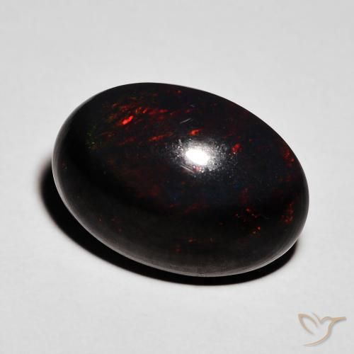 4.32 ct Multicolor Black Opal Stone, Natural Black Opal in Oval Cabochon Shape for Sale