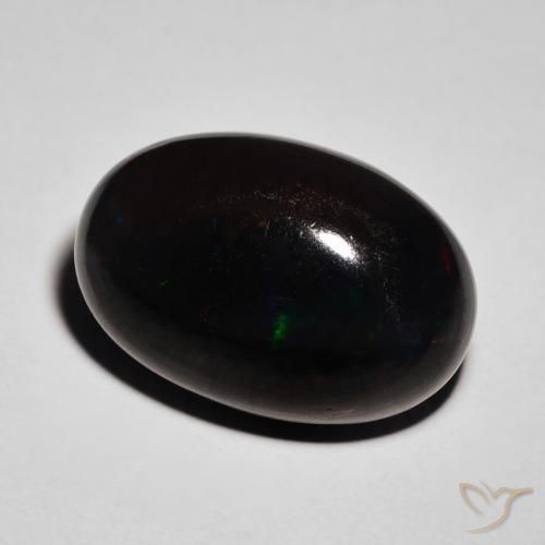8.82 ct Multicolor Black Opal Stone, Natural Black Opal in Oval Cabochon Shape for Sale