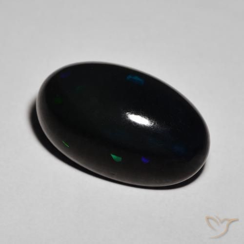 8.74 ct Multicolor Black Opal Stone, Natural Black Opal in Oval Cabochon Shape for Sale
