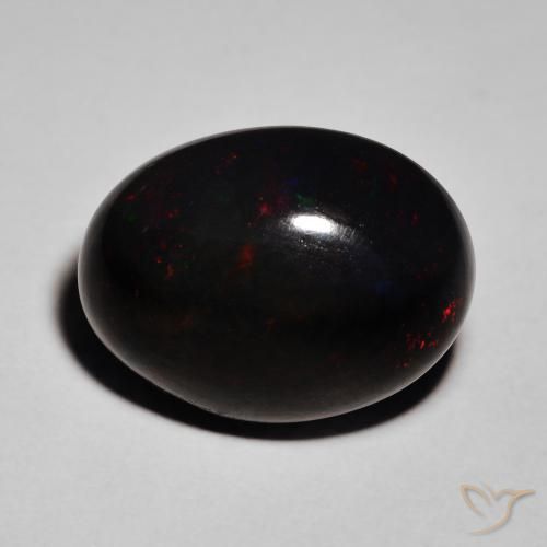 10.34 ct Multicolor Black Opal Stone, Natural Black Opal in Oval Cabochon Shape for Sale