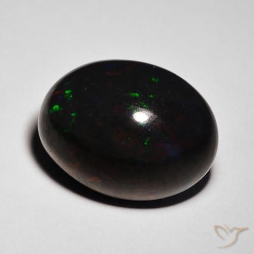 8.55 ct Multicolor Black Opal Stone, Natural Black Opal in Oval Cabochon Shape for Sale