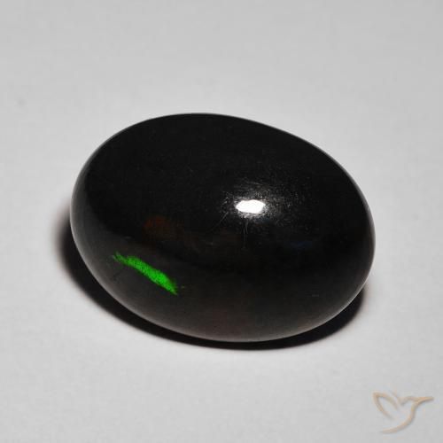 5.66 ct Multicolor Black Opal Stone, Natural Black Opal in Oval Cabochon Shape for Sale
