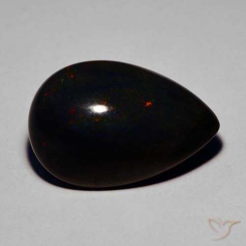 7.64ct Natural Multicolor Black Opal, Pear Shape, Translucent