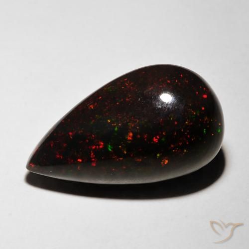 Opale Noir Poire en damier des États-Unis 5,62 ct, dimension 19,1 x 11,5mm, pureté Translucide, pierre gemme naturelle Fumé, 1 pièce d'opale noire de couleur Multicolore, dureté Mohs de 5.5 à 6.5, Photo A