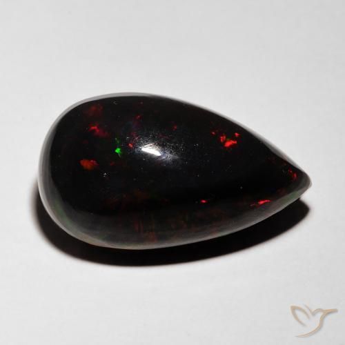 5.96 ct Multicolor Black Opal Stone, Natural Black Opal in Pear Cabochon Shape for Sale