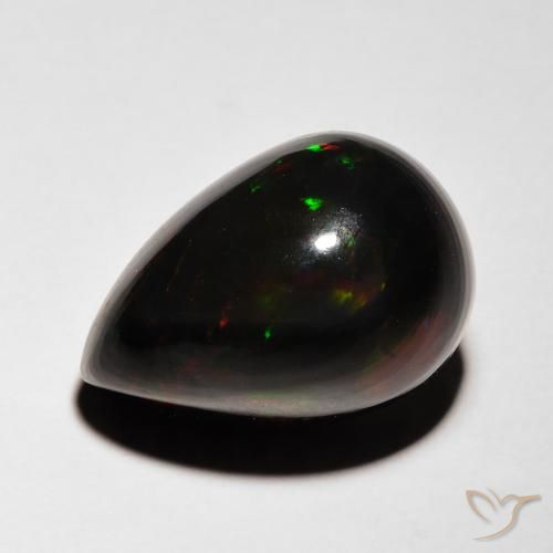 6,41 ct Birnen-Schwarzopal, 15,4 x 10,5 mm aus Äthiopien, Photo A