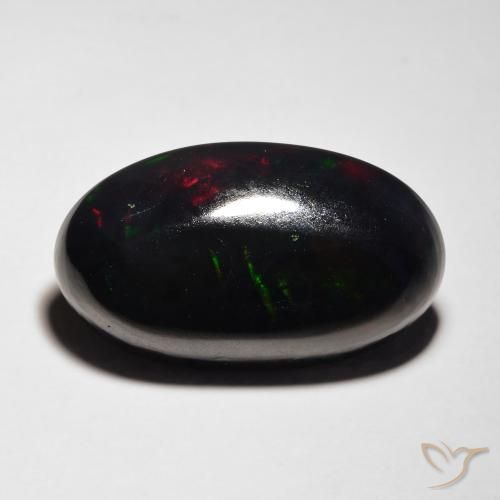 7.14 ct Multicolor Black Opal Stone, Natural Black Opal in Oval Cabochon Shape for Sale