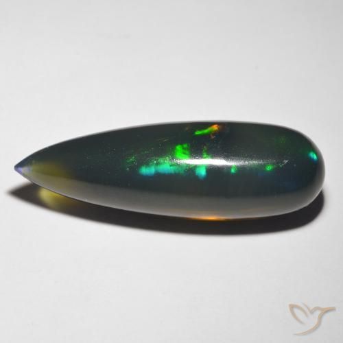 10.85ct Natural Multicolor Black Opal, Pear Shape, Translucent