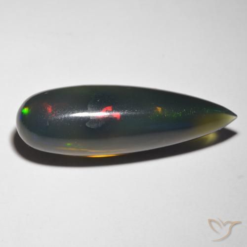 10.85 ct Multicolor Black Opal Stone, Natural Black Opal in Pear Cabochon Shape for Sale