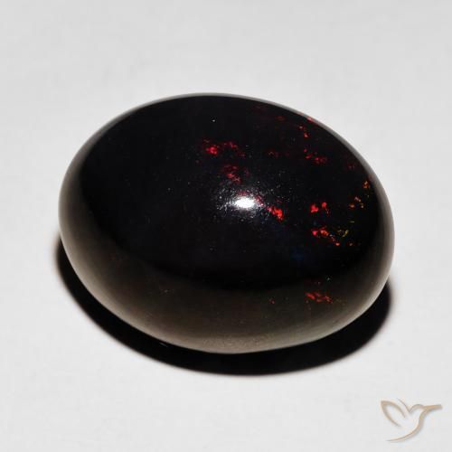5.92 ct Multicolor Black Opal Stone, Natural Black Opal in Oval Cabochon Shape for Sale