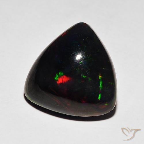 4.06 ct Multicolor Black Opal Stone, Natural Black Opal in Trillion Cabochon Shape for Sale