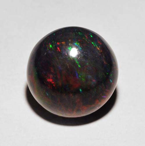 Opale Noir Multicolore Tour 12,4mm d'Éthiopie, poids de 5,11 ct, pierre gemme naturelle Fumé de pureté Opaque , 1 pièce d'opale noire round cabochon, couleur : Multicolore, dureté de Mohs de 5.5 à 6.5, Photo A