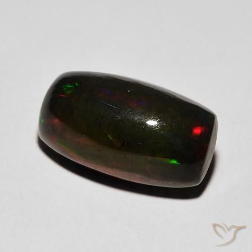 3.38 ct Multicolor Black Opal Stone, Natural Black Opal in Cushion Cabochon Shape for Sale