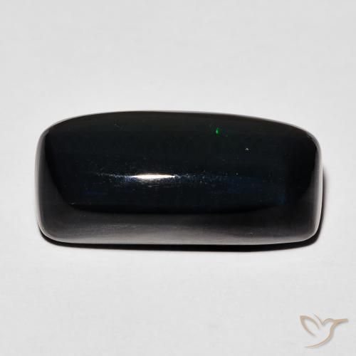 4.00 ct Multicolor Black Opal Gemstone, Black Opal Gem in Cushion Cabochon Shape for Sale.