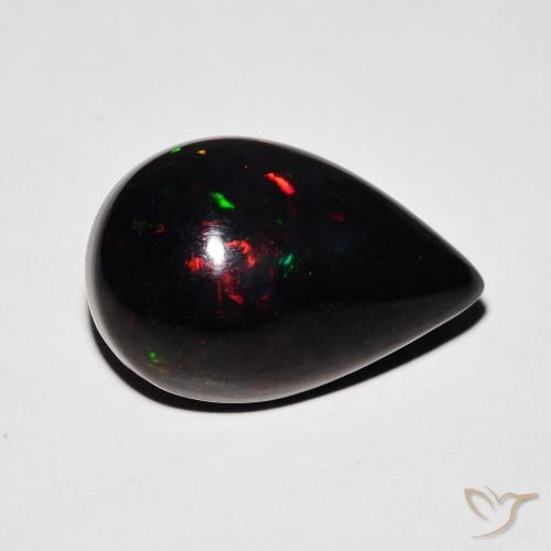 5.87ct Natural Multicolor Black Opal, Pear Shape, Opaque
