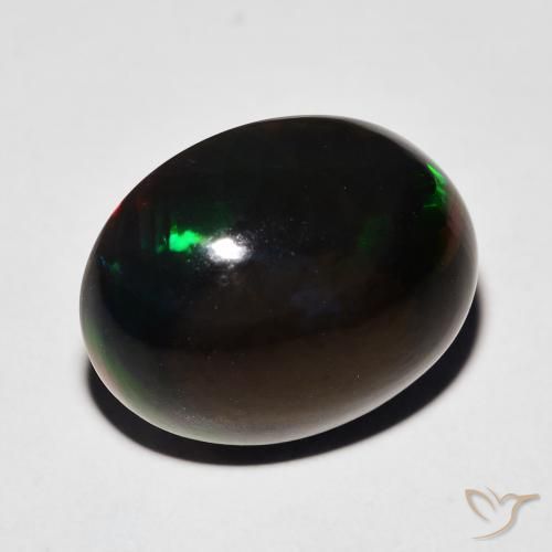 Ópalo negro ovalado de 7,64 ct, 16,8 x 13,3 mm de Etiopía, Photo A
