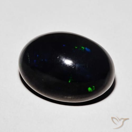5.51 ct Multicolor Black Opal Stone, Natural Black Opal in Oval Cabochon Shape for Sale