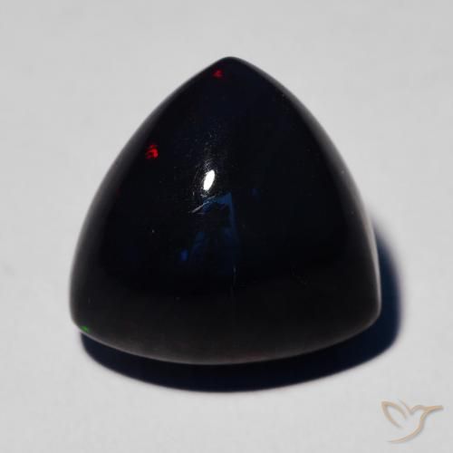 4.85 ct Multicolor Black Opal Gemstone, Black Opal Gem in Trillion Cabochon Shape for Sale.