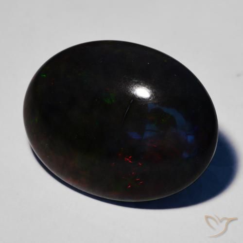17.25 ct Multicolor Black Opal Stone, Natural Black Opal in Oval Cabochon Shape for Sale