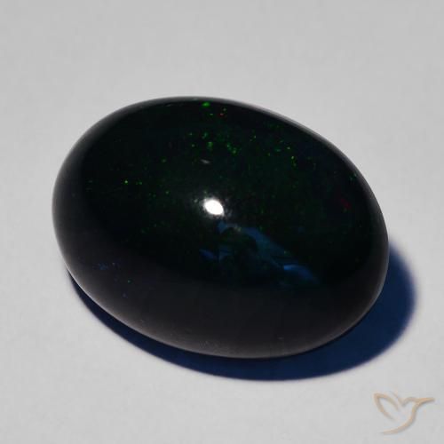 7.32 ct Multicolor Black Opal Stone, Natural Black Opal in Oval Cabochon Shape for Sale