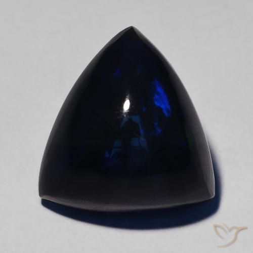 5.55 ct Multicolor Black Opal Gemstone, Black Opal Gem in Trillion Cabochon Shape for Sale.