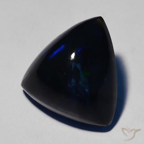 5.55 ct Multicolor Black Opal Stone, Natural Black Opal in Trillion Cabochon Shape for Sale