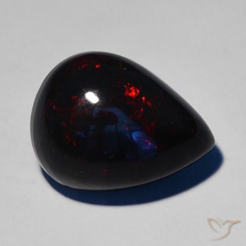 7,51 ct Birnen-Schwarzopal, 17 x 12,7 mm aus Äthiopien, Photo A