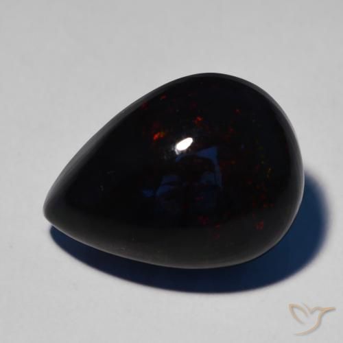 7.51 ct Multicolor Black Opal Stone, Natural Black Opal in Pear Cabochon Shape for Sale