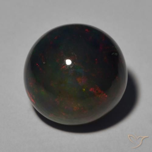 4.55ct Natural Multicolor Black Opal, Round, Opaque