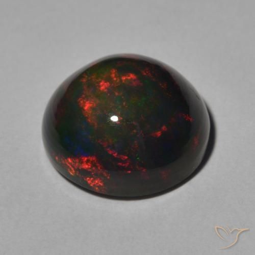 Black Opal Gemstone in 12 mm (calibrated) Size for Sale, Black Opal Stone in Multicolor Color