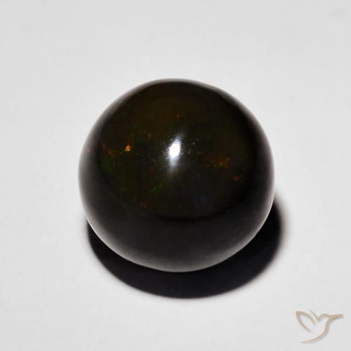 Black Opal Gemstone in 10 mm (calibrated) Size for Sale, Black Opal Stone in Multicolor Color