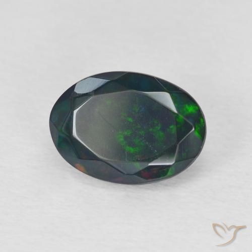 1.40 ct Multicolor Black Opal Stone, Natural Black Opal in Oval Facet Shape for Sale