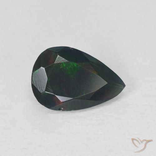 0.83 ct Multicolor Black Opal Stone, Natural Black Opal in Pear Facet Shape for Sale