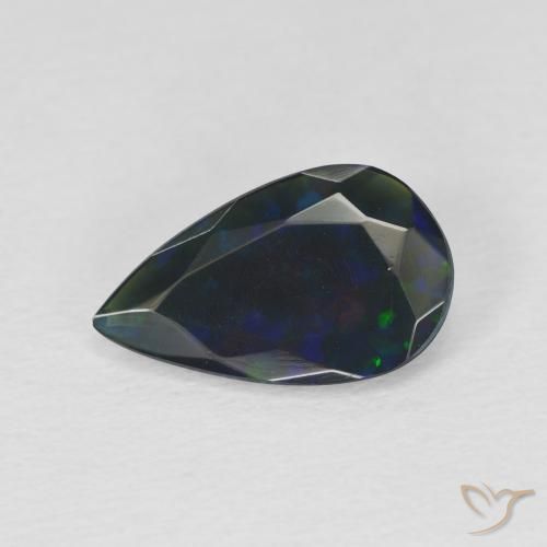 1,22 ct schwarzer Opal im Birnenschliff, 13 x 7,9 mm aus Äthiopien, Photo A