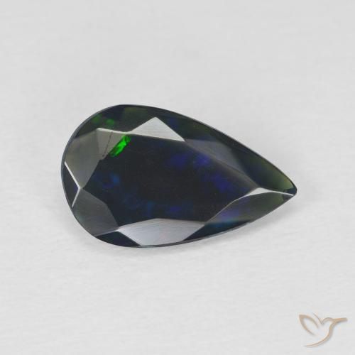 1.22 ct Multicolor Black Opal Stone, Natural Black Opal in Pear Facet Shape for Sale