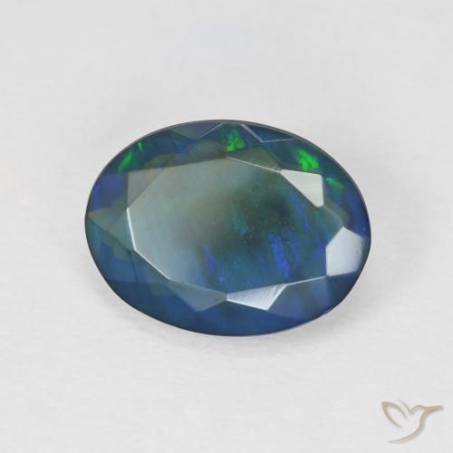 2.84 ct Multicolor Black Opal Stone, Natural Black Opal in Oval Facet Shape for Sale