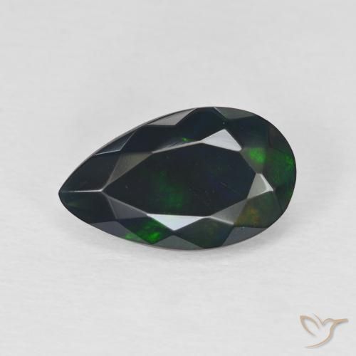 2,25 ct schwarzer Opal im Birnenschliff, 14,3 x 8,5 mm aus Äthiopien, Photo A