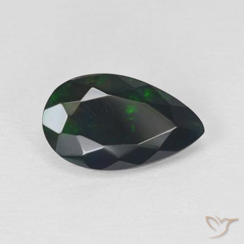 2.25 ct Multicolor Black Opal Stone, Natural Black Opal in Pear Facet Shape for Sale