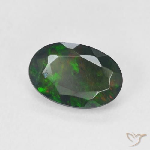 1.08 ct Multicolor Black Opal Stone, Natural Black Opal in Oval Facet Shape for Sale
