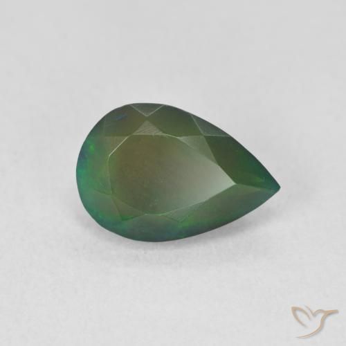 1.15 ct Multicolor Black Opal Stone, Natural Black Opal in Pear Facet Shape for Sale